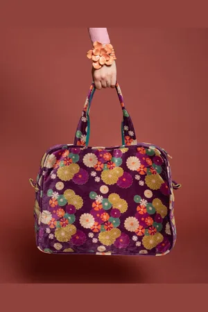 Les Touristes Velvet Poppins Weekend Bag, Mellow Fig