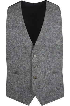 TORRE Donegal Tweed Suit Waistcoat - Grey - 36