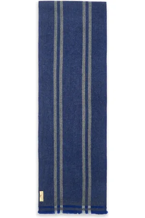 Burrows & Hare Cashmere & Merino Wool Scarf - & Grey Stripe