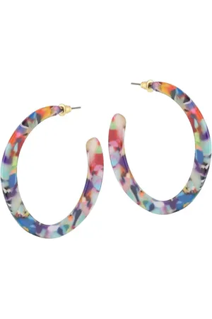 Big Metal London Hoop Earrings Resin Flat Olivia Multicolour