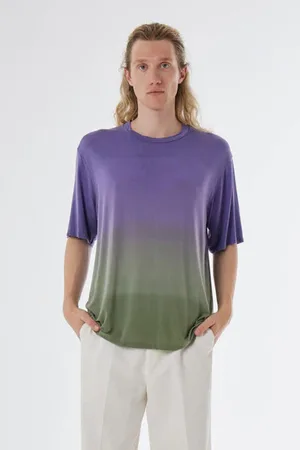 Daniele Fiesoli Linen Faded Design T-shirt /purple - Medium