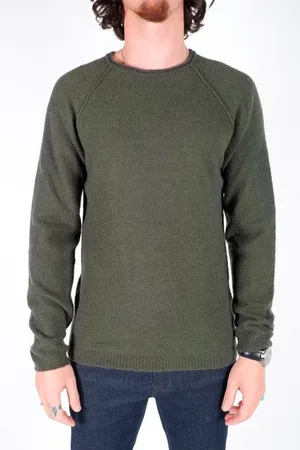 Daniele Fiesoli Olive Boiled Wool Round Neck Knitted Sweater - Large