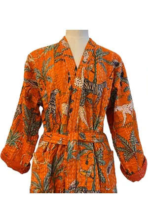 Behotribe  &  Nekewlam Cotton Kantha Kimono One Size Wilderness - Red