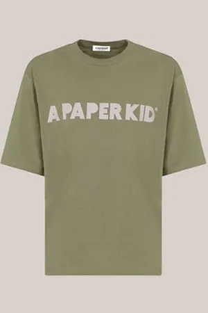 A PAPER KID Front Logo T-shirt Sage - Extra Small