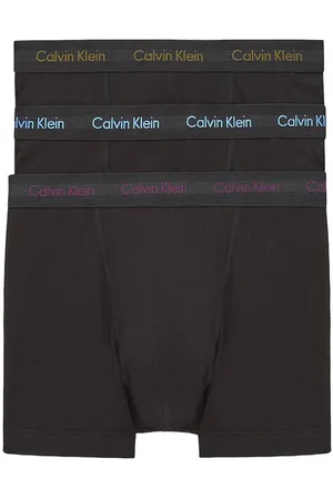 Calvin Klein Cotton Stretch Trunks - With Purple/active Blue/army Logo - Small