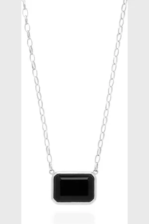 Anna Beck Large Rectangle Necklace Onyx - Silver