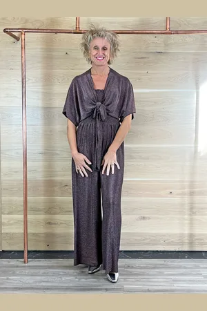 acl Lurex Jumpsuit With Shrug Dusky