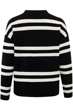 YAYA Turtleneck Jumper With Wide Stripes - Small