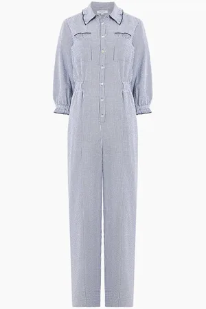 Great Plains Salerno Gingham Jumpsuit Summer White - Uk 8