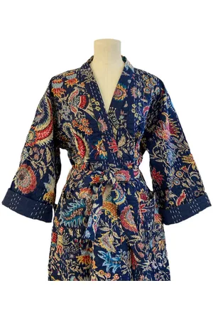 Behotribe  &  Nekewlam Robe Cotton Kantha Floral - Lemon