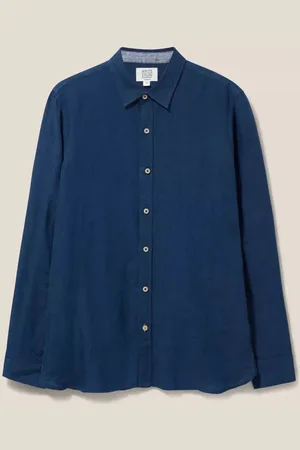 White Stuff Pembroke Long Sleeved Linen Shirt - Dark - Xl