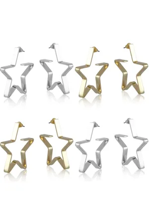 Big Metal London Large Star Hoop Earrings - - Gold