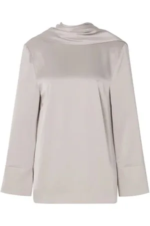 By Malina Steel Grey Joline Drape Back Blouse - Steel / Xs