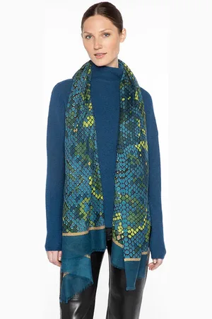 Kinross Cashmere Geo Skin Print Scarf - Adriatic Multi