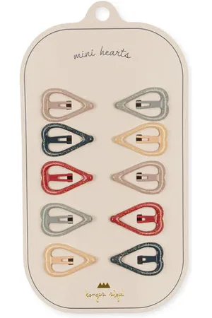 Konges Sløjd 10 Pack Junior Heart Hair Clips - Flame