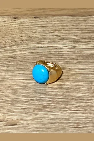 Envy Elasticated Ring With Turquoise Stone