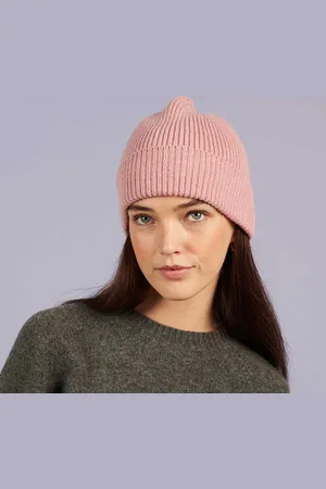 Catherine Tough Ribbed Lambswool Beanie - Dusky