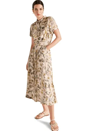 Riani Midi Shirt Dress With Safarino Print 446810 4256 Col 862 - 12/38