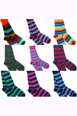 Swole Panda Striped Bamboo Socks - Burgundy And Blue