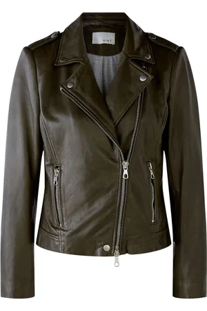 Oui Dark Leather Jacket - Uk 8