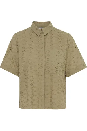 B YOUNG Byfenni Cropped Blouse Aloe - Uk 8