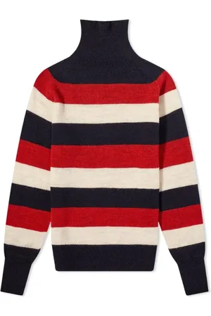 NIGEL CABOURN Striped Seamless Rollneck Knit Natural & Navy - 54