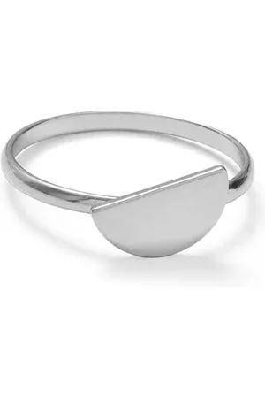 A Weathered Penny Plated Semi Circle Offset Ring