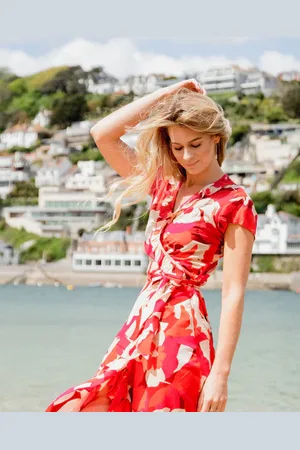 The Aloft Shop Aloft Kim Summer 23 Wrap Dress - S/m (8-10) / Red Poppy Floral