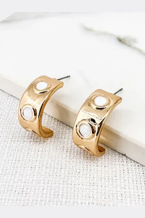 Envy Hoop Earrings With White Dots