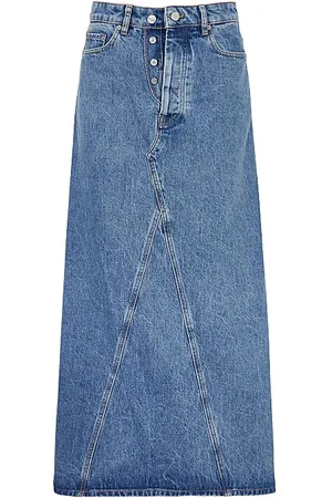 Ganni Overdyed Cutline Double Fly Maxi Skirt - 34 / Mid Blue Stone / Female