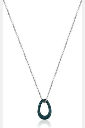 ANIA HAIE Forest Green Enamel Silver Twisted Pendant Necklace