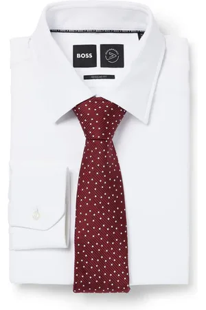 HUGO BOSS Dark Silk Jacquard Tie With All Over Dot Motif - One Size