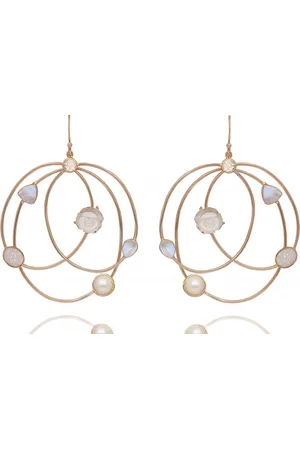 Atelier Mon Bianca Mist Gemstones Bouquet Hoops - Gold, White