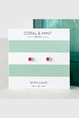 Coral Neon Enamel Studs