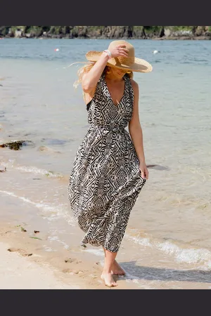 The Aloft Shop Aloft Margie Halterneck Maxi Dress - Black Aztec