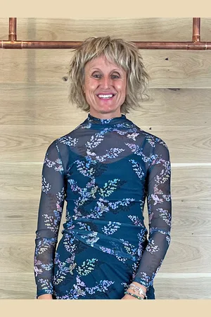 Riani Mesh Top Dark Sea Patterned - Uk 10