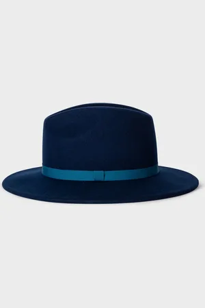 Paul Smith Navy Fedora Hat With Cobalt Band - Medium