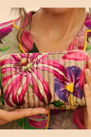 Pink Powder Small Quilted Vanity Bag - Oversized Botanicals