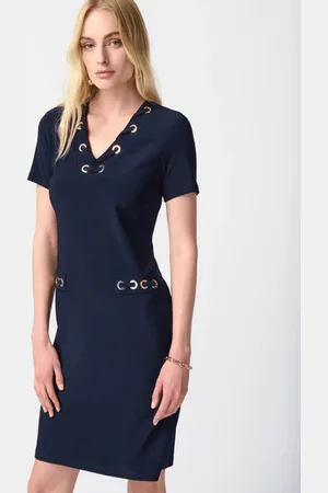 Joseph Ribkoff Silky Knit Shift Dress With Eyelets 241012 Col 2166 - 16