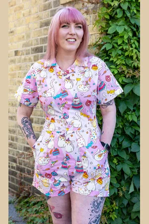 Run and Fly Mushroom Babes Party Cats Stretch Playsuit - 10