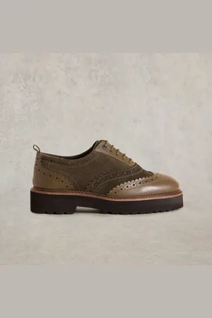 White Stuff Chunky Lace Up Brogue - Khaki - Uk 4 / Us 6