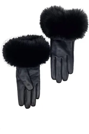 NOOKI DESIGN Laney Faux Fur Cuff Glove - Sm / Black / Lwg 100% Leather/100% Polyester Lining,/100%Polyester Cuff Faux Fur