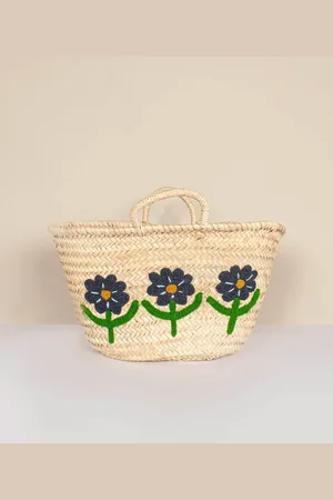 Bohemia Hand Embroidered Market Basket - Daisy