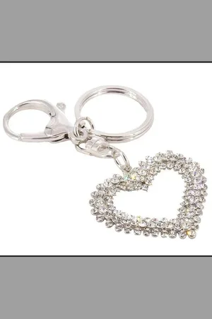Black Colour Heart Diamond Keyring - One Size