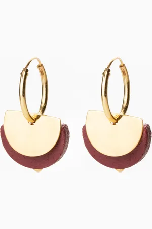 Jacqueline & Compote Stylish Gold Plated Earrings With Half Moon Pendant.