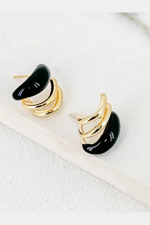 Envy Gold Spiral Effect Earrings With Accent