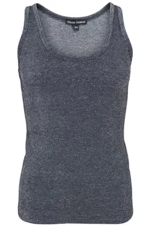Black Colour Faye Lurex Strap Top - Steel Grey - S/m