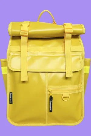 Goodordering Eco Monochrome Rolltop Backpack Pannier 2.0 Black Yellow Or Red - Yellow, Black, Red
