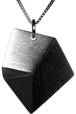 Sofie Lunoe Large Flake Oxidized Silver Pendant With Long Chain - Black, Silver