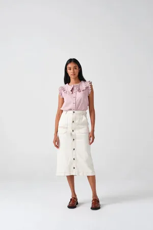 seventy + mochi Elodie Midi Skirt - 8 / Ecru